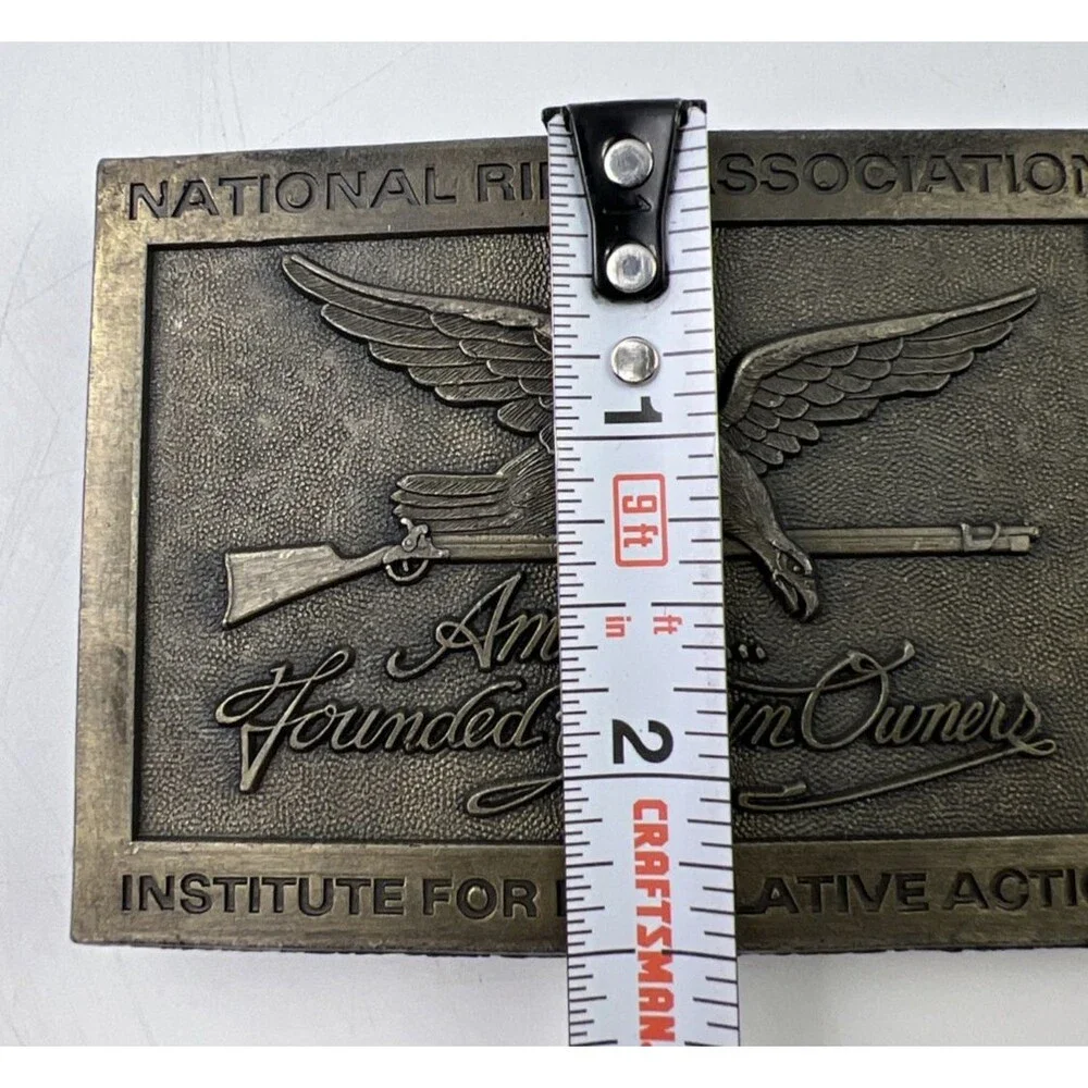 Vintage 1990's NRA America Eagle Gun Owners Belt Buckle Bronze Looking NEW